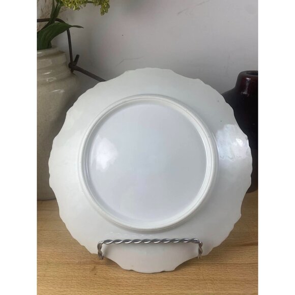 Antique Victorian Fish-Themed Porcelain Plate With Gold Trim & Scalloped Edge - Picture 5 of 6